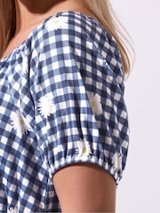 Yours Curve Blue Limited Gingham Mini Dress - Image 4 of 5