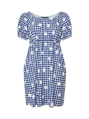 Yours Curve Blue Limited Gingham Mini Dress - Image 5 of 5