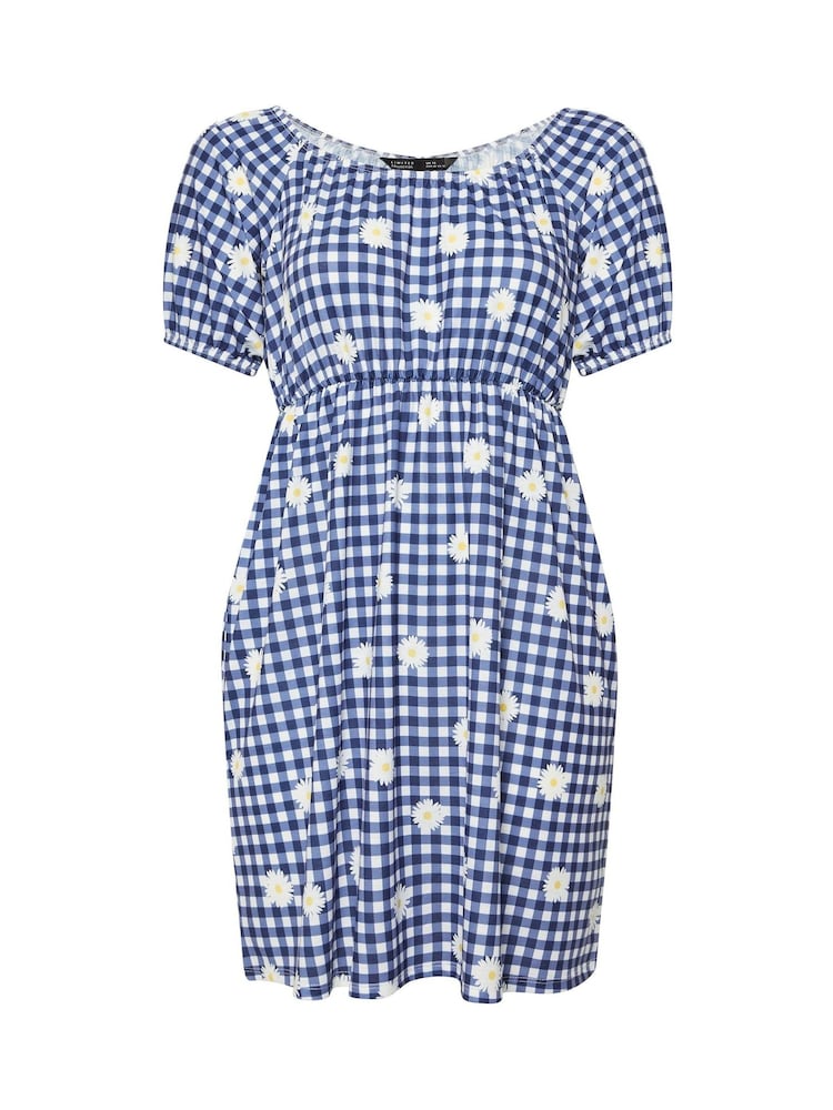 Yours Curve Blue Limited Gingham Mini Dress - Image 5 of 5