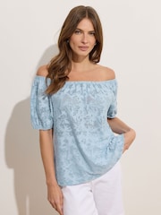 M&Co Blue Burnout Scoop Neck Top - Image 1 of 5