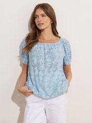 M&Co Blue Burnout Scoop Neck Top - Image 2 of 5
