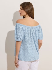 M&Co Blue Burnout Scoop Neck Top - Image 3 of 5