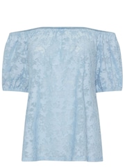 M&Co Blue Burnout Scoop Neck Top - Image 5 of 5