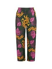 Yours Curve Black Limited Dark Palm Tropics Wide Leg Trousers - Image 5 of 5