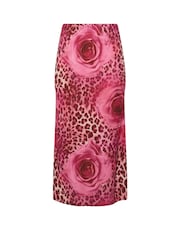 Yours Curve Pink Limited Leopard Rose Skirt - Image 5 of 5