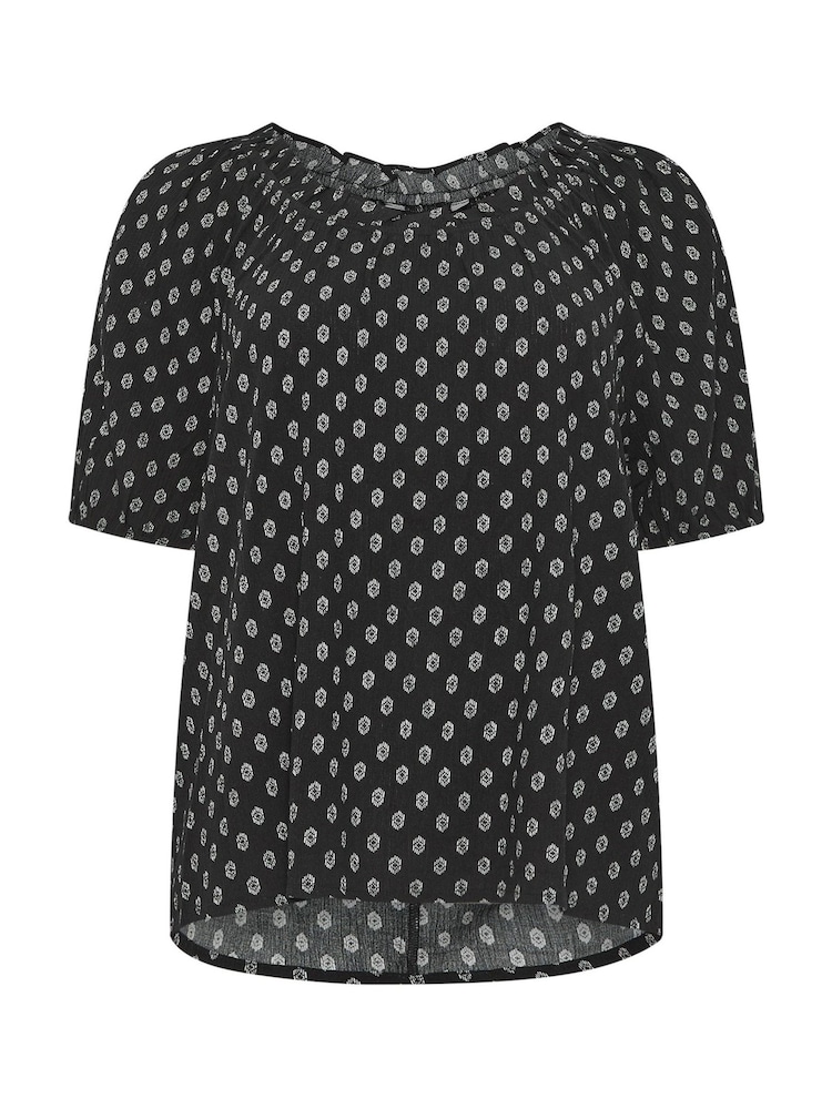 M&Co Black Dobby Boho Short Sleeve Blouse - Image 5 of 5