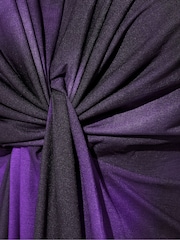 Yours Curve Purple London Knot Front Angel Sleeve Dress - Image 4 of 5