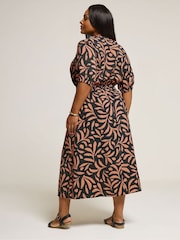 Yours Curve Brown Notchneck Midaxi Dress - Image 3 of 5