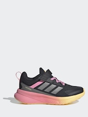 adidas Black/Pink Fortarun 4.0 Hook and Loop Kids Trainers - Image 1 of 9