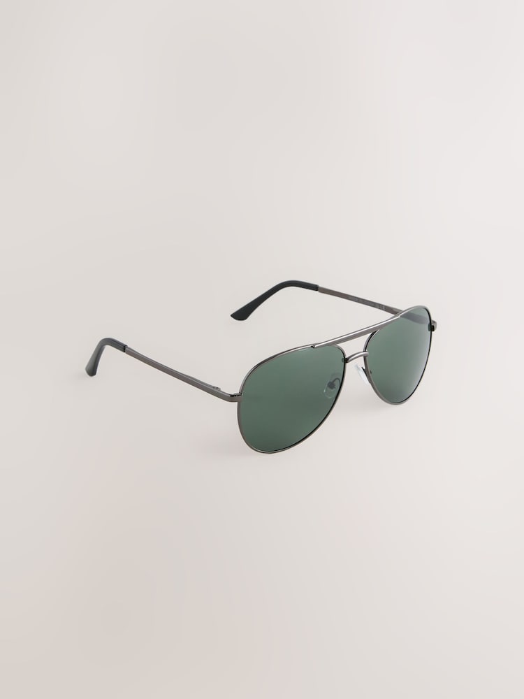 Gunmetal Grey Aviator Style Sunglasses - Image 1 of 3