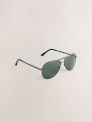 Gunmetal Grey Aviator Style Sunglasses - Image 4 of 6