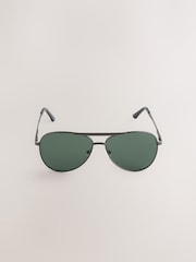 Gunmetal Grey Aviator Style Sunglasses - Image 5 of 6