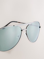 Gunmetal Grey Aviator Style Sunglasses - Image 6 of 6