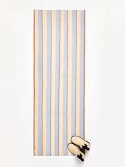 Oliver Bonas Blue/Orange Stripe Woven Runner Rug - Image 1 of 5