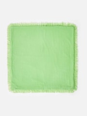 Oliver Bonas Green Reversible Fringed Cushion Cover - Image 2 of 6