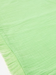 Oliver Bonas Green Reversible Fringed Cushion Cover - Image 3 of 6