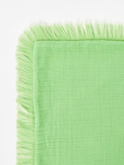 Oliver Bonas Green Reversible Fringed Cushion Cover - Image 4 of 6