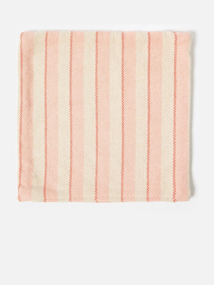 Oliver Bonas Pink/White Woven Stripe Cushion Cover - Image 3 of 3