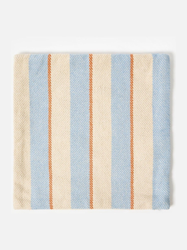 Oliver Bonas Blue/White Woven Stripe Cushion Cover - Image 3 of 3