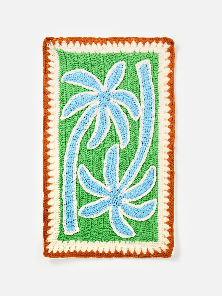 Oliver Bonas Green Palm Crochet Rectangular Cushion Cover - Image 2 of 4