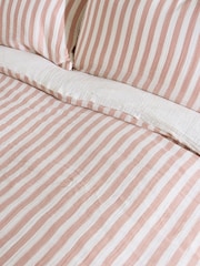 Oliver Bonas Pink Stripe Muslin Bedlinen Set Double - Image 4 of 6