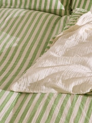 Oliver Bonas Green Stripe Muslin Bedlinen Set King - Image 3 of 6