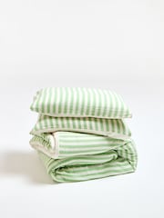 Oliver Bonas Green Stripe Muslin Bedlinen Set King - Image 5 of 6