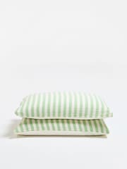 Oliver Bonas Green Stripe Muslin Bedlinen Set King - Image 6 of 6