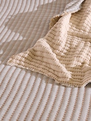 Oliver Bonas Blue Eze Lightweight Cotton Stripe Bedspread - Image 4 of 6