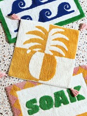 Oliver Bonas Yellow Pineapple Square Chequerboard Bathmat - Image 5 of 5