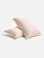 Oliver Bonas Set of 2 Pink Pink Stripe Muslin Pillowcases - Image 1 of 5
