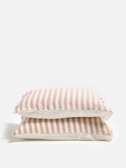 Oliver Bonas Set of 2 Pink Pink Stripe Muslin Pillowcases - Image 2 of 5