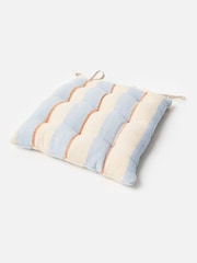 Oliver Bonas Blue/Orange Stripe Woven Seat Pad - Image 1 of 4