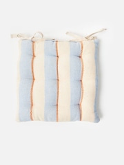 Oliver Bonas Blue/Orange Stripe Woven Seat Pad - Image 2 of 4