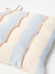 Oliver Bonas Blue/Orange Stripe Woven Seat Pad - Image 3 of 4