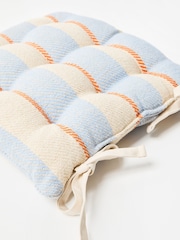 Oliver Bonas Blue/Orange Stripe Woven Seat Pad - Image 4 of 4