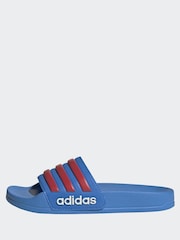 adidas Blue/Red Adilette Kids Swim Sandals - Image 2 of 10