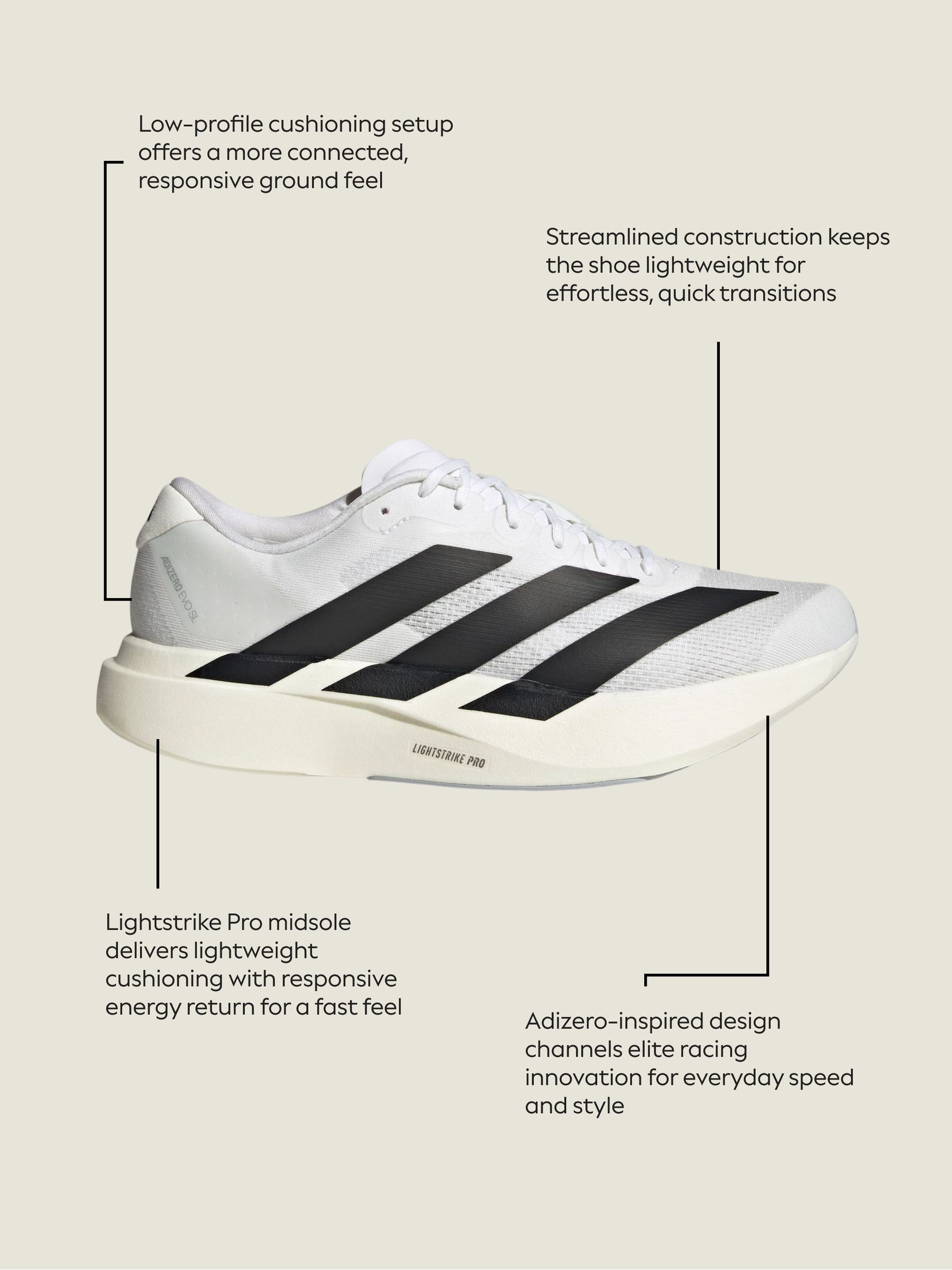 Next：日本 ホワイト - adidas adizero Evo SL ジュニア スニーカー