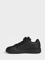 adidas Black Grand Court 3.0 Elastic Lace Kids Trainers - Image 2 of 9