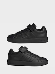 adidas Black Grand Court 3.0 Elastic Lace Kids Trainers - Image 7 of 9