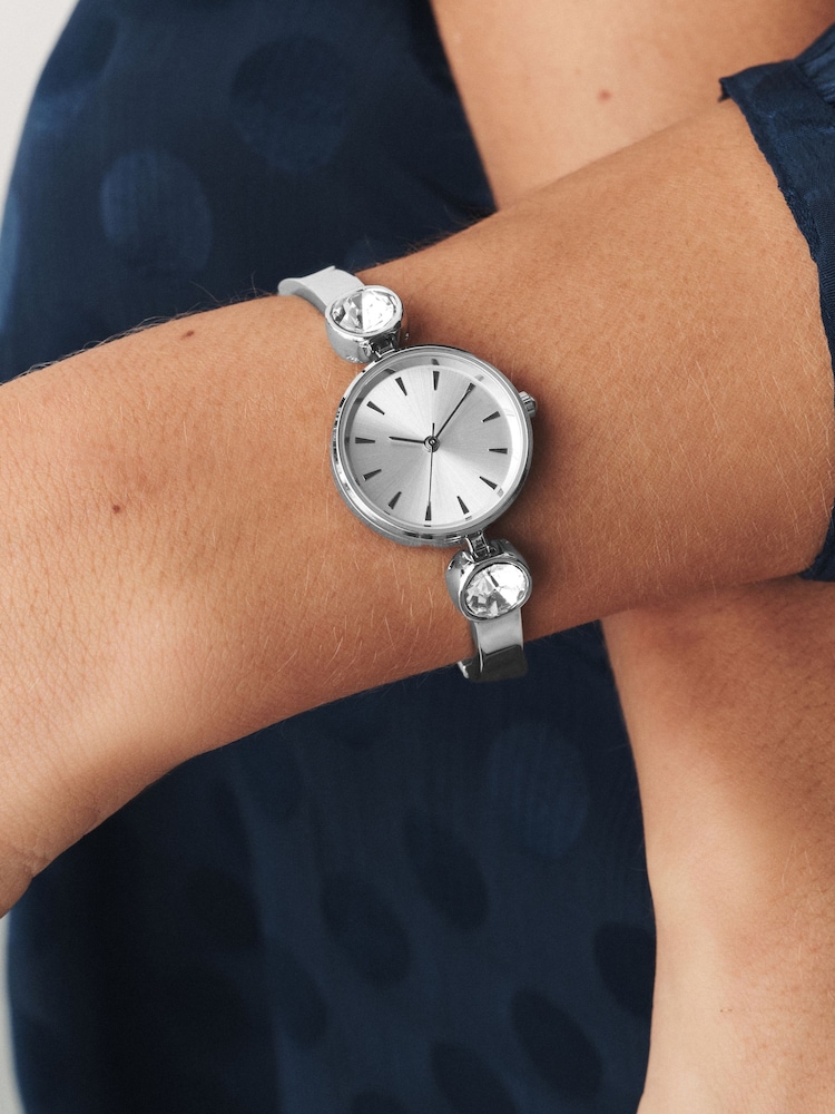 Silver Tone Sparkle Bracelet Watch - Image 2 of 5
