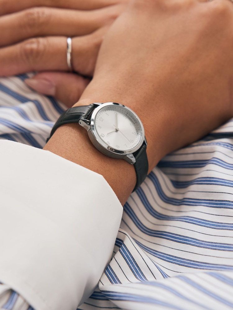 Black Croc Effect Watch - Image 1 of 4