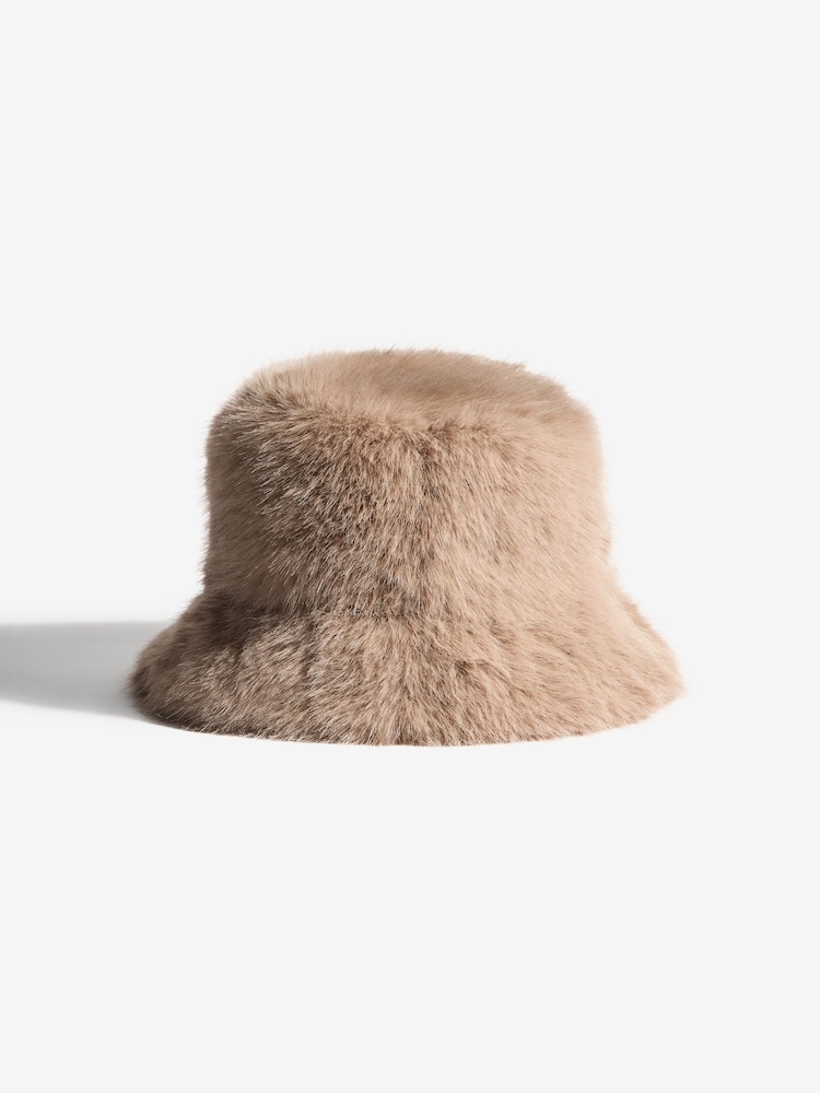 Friends Like These Neutral Faux Fur Bucket Hat - Image 1 of 4