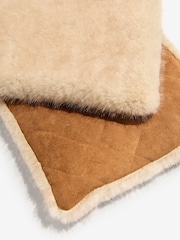 Friends Like These Tan Brown Faux Suede and Fur Reversible Scarf - Image 4 of 5