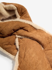 Friends Like These Tan Brown Faux Suede and Fur Reversible Scarf - Image 5 of 5