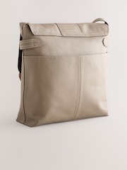 Taupe - Umhängetasche aus Leder mit Fach - Bild 2 von 5