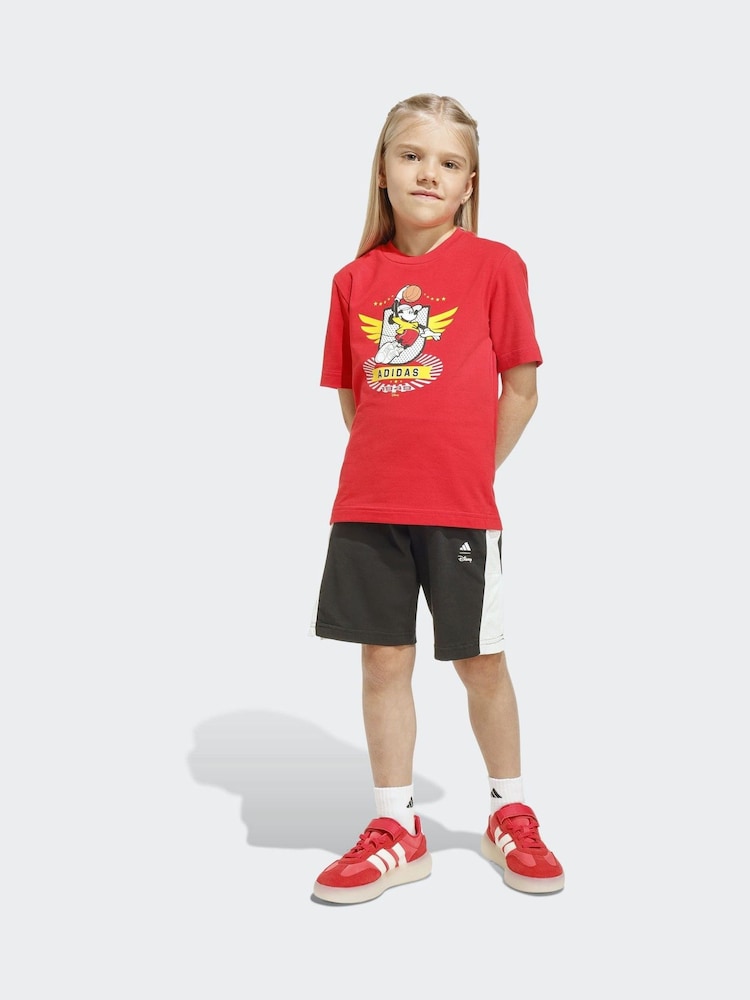 adidas Red Disney Mickey Mouse T-Shirt and Shorts Little Kids Set - Image 1 of 8