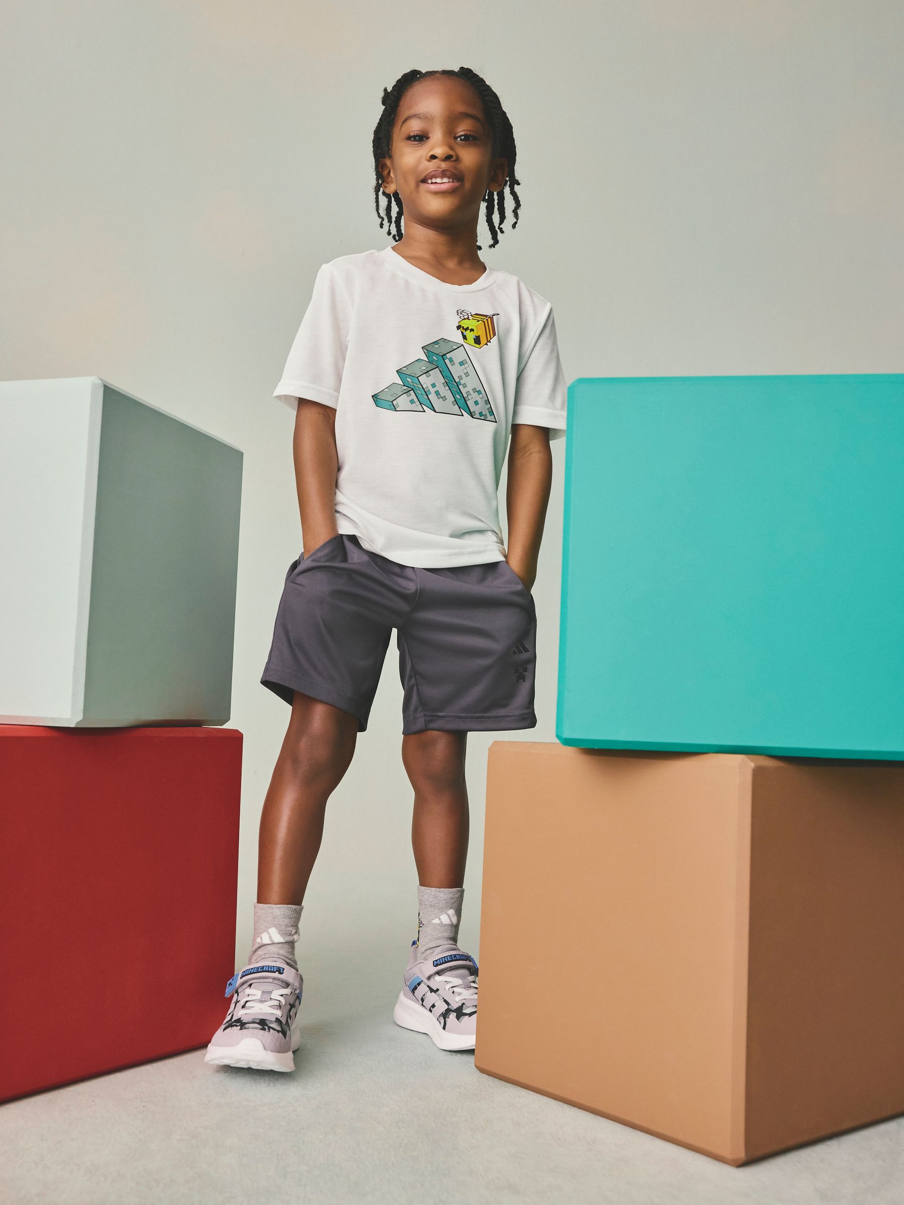 Next：日本 adidas Minecraft トップス & ショートパンツ キッズセット