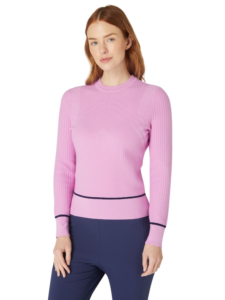 Callaway Apparel Pink Chev Sweater with Tipping - Image 3 of 3