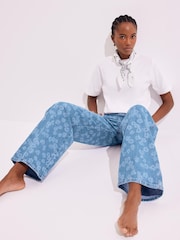 Mint Velvet Blue Mid Floral Print Wide Jeans - Image 2 of 8